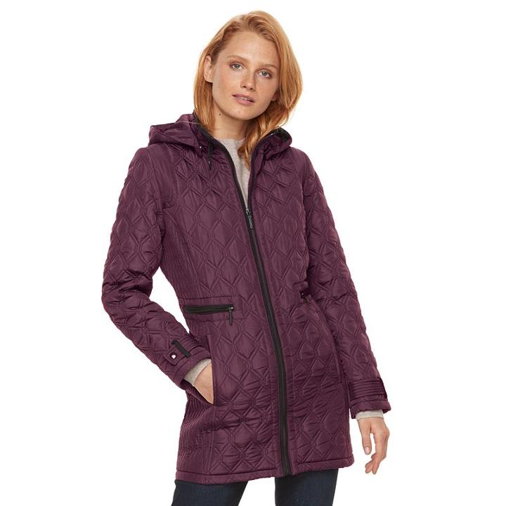 Women's Weathercast Quilted Faux-suede Jacket, Size: Xl, Dark Red