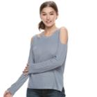 Juniors' Pink Republic Cold-shoulder Sweater, Teens, Size: Large, Med Blue
