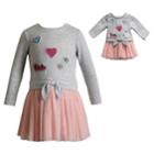 Girls 4-14 Dollie & Me Sweater & Tulle Dress & Matching Doll Dress, Size: 6x, Grey