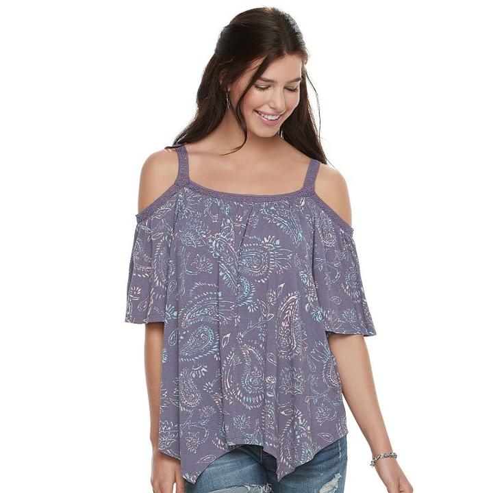 Juniors' Mudd&reg; Crochet Off Shoulder Top, Girl's, Size: Xl, Purple Oth