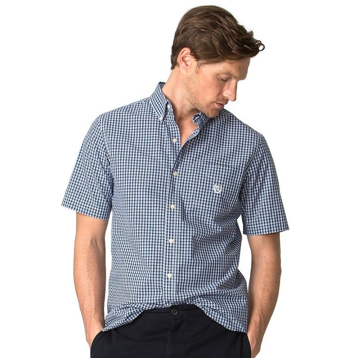 Men's Chaps Classic-fit Plaid Easy-care Button-down Shirt, Size: Xxl, Blue (navy)