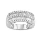 10k White Gold 1 Carat T.w. Diamond Multi Row Ring, Women's, Size: 8