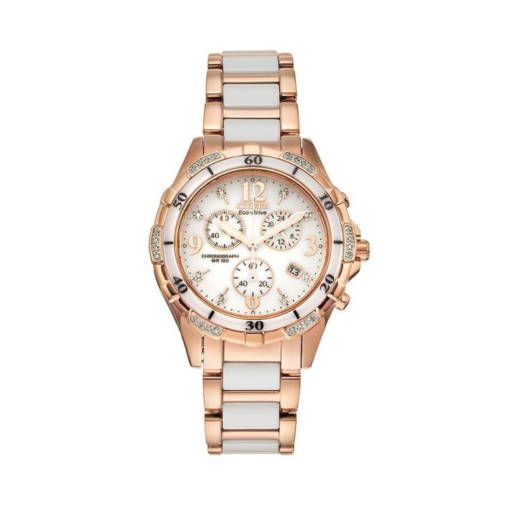 Citizen Eco-drive Women's Diamond Stainless Steel Chronograph Watch - Fb1233-51a, Size: Large, Multicolor