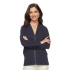 Petite Croft & Barrow&reg; Jacquard Quilted Jacket, Women's, Size: S Petite, Blue