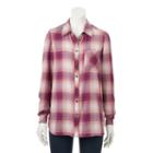 Women's Sonoma Goods For Life&trade; Essential Plaid Flannel Shirt, Size: Small, Dark Red