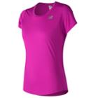 Women's New Balance Accelerate Short Sleeve Tee, Size: Small, Dark Pink