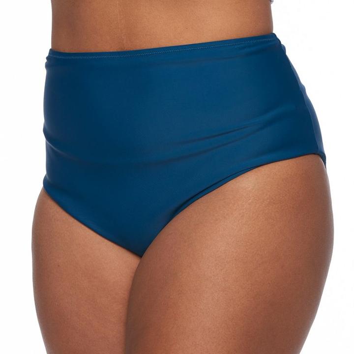 Plus Size Pink Envelope High-waisted Bikini Bottoms, Women's, Size: 2xl, Blue (navy)