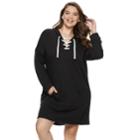 Juniors' Plus Size So&reg; Lace-up Hooded Popover Dress, Teens, Size: 1xl, Black