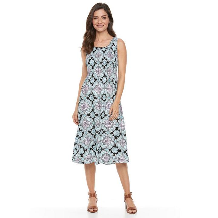 Women's Croft & Barrow&reg; Smocked Challis Dress, Size: Medium, Oxford