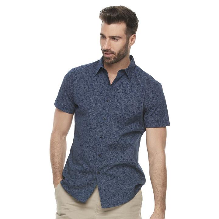 Men's Marc Anthony Slim-fit Woven Button-down Shirt, Size: Xxl, Blue