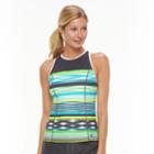 Women's Zeroxposur Mesh High-neck Tankini Top, Size: 12, Med Blue