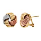 Two Tone 14k Gold Over Silver & Sterling Silver Textured Love Knot Button Stud Earrings, Women's, Multicolor