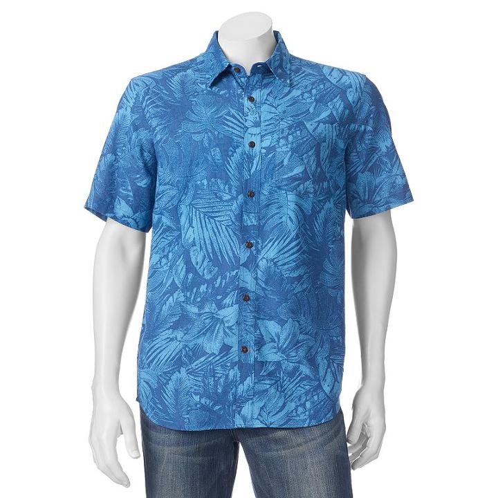 Men's Field & Stream Leaf Button-down Shirt, Size: Xl, Med Blue