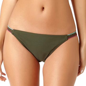 Juniors' California Sunshine Embroidered Hipster Bikini Bottoms, Women's, Size: Large, Dark Green