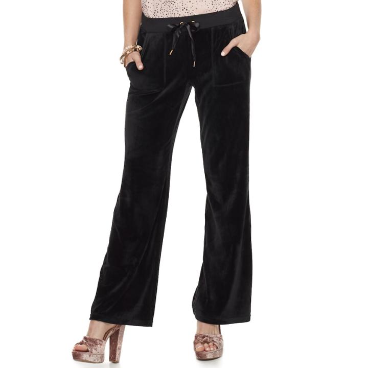 Women's Juicy Couture Velour Bootcut Pant, Size: Xl, Black