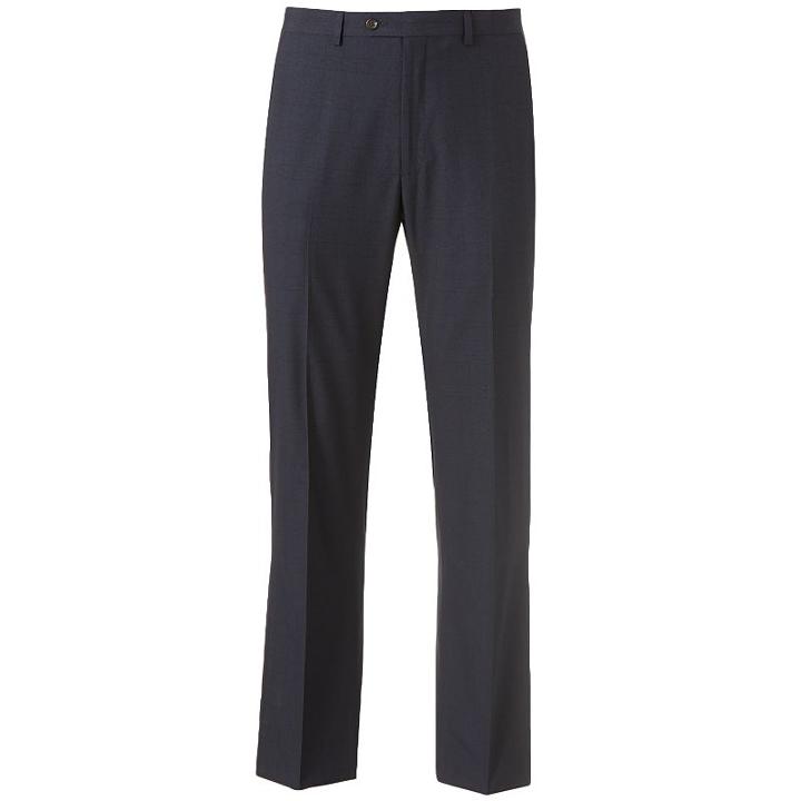 Men's Chaps Classic-fit Checked Flat-front Blue Suit Pants, Size: 36x30