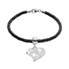 Insignia Collection Sterling Silver & Leather I Love My Firefighter Heart Charm Bracelet, Women's, Size: 7.5, Multicolor