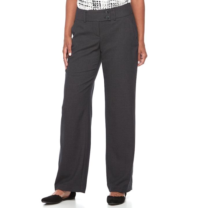 Women's Apt. 9&reg; Modern Fit Wide-leg Dress Pants, Size: 12 Short, Black