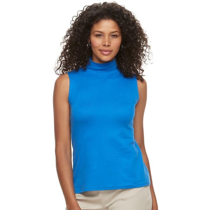 Women's Croft & Barrow&reg; Mockneck Sleeveless Top, Size: Large, Med Blue