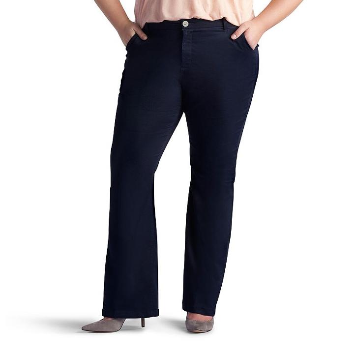 Plus Size Lee Publisher Slim Fit Twill Bootcut Pants, Women's, Size: 25 - Regular, Blue