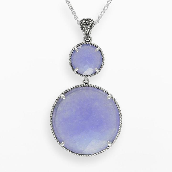 Lavish By Tjm Sterling Silver Lavender Jade Pendant - Made With Swarovski Marcasite, Women's, Size: 18, Purple