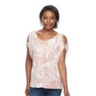 Women's Juicy Couture Print Cold-shoulder Top, Size: Xl, Natural