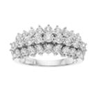 1/2 Carat T.w. Diamond Sterling Silver 3-row Ring, Women's, Size: 7, White