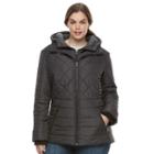 Plus Size Details Quilted Puffer Jacket, Women's, Size: 3xl, Hematite