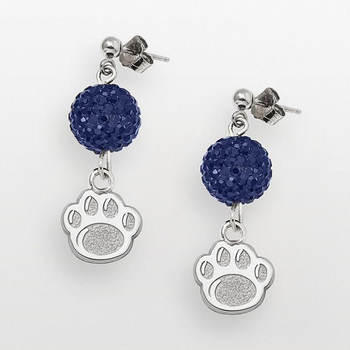 Penn State Nittany Lions Sterling Silver Crystal Linear Drop Earrings, Women's, Blue