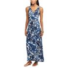 Women's Chaps Paisley Surplice Maxi Dress, Size: Xl, Blue (navy)