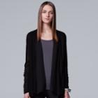 Petite Simply Vera Vera Wang Flyaway Cardigan, Women's, Size: Xs Petite, Black