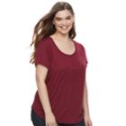 Juniors' Plus Size Mudd&reg; Roadtrip Scoopneck Tee, Teens, Size: 3xl, Dark Pink