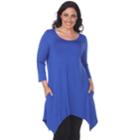 Plus Size White Mark Handkerchief Tunic Top, Women's, Size: 1xl, Dark Blue