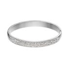 Confetti Stainless Steel Clear Crystal Hinged Bangle Bracelet, Women's, White