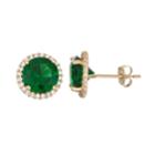 10k Gold Simulated Emerald & Lab-created White Sapphire Halo Stud Earrings, Women's, Green