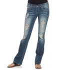 Juniors' Hydraulic Bailey Fleur De Lis Ripped Bootcut Jeans, Teens, Size: 7, Blue