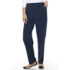 Women's Croft & Barrow&reg; Straight-fit Ruched Polished Pull-on Pants, Size: 18, Blue (navy)