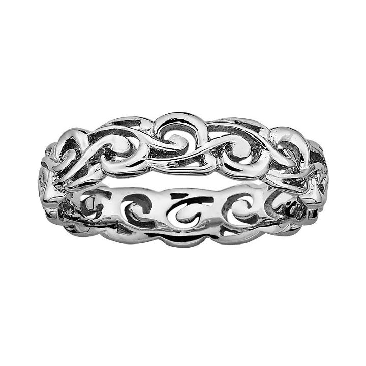 Stacks And Stones Sterling Silver Scroll Stack Ring, Women's, Size: 8, Grey