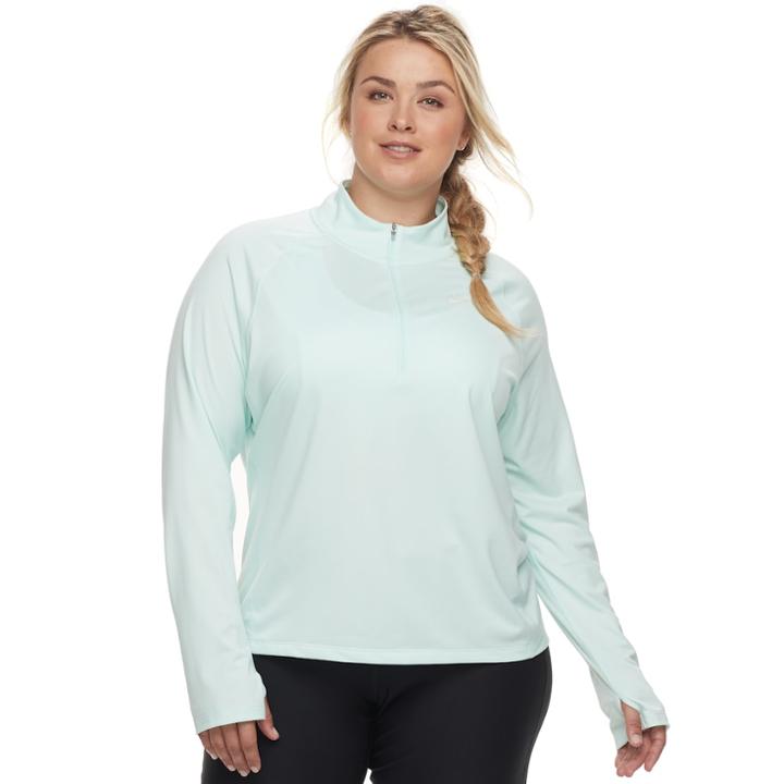 Plus Size Nike Dry 1/2-zip Running Top, Women's, Size: 3xl, Green Oth