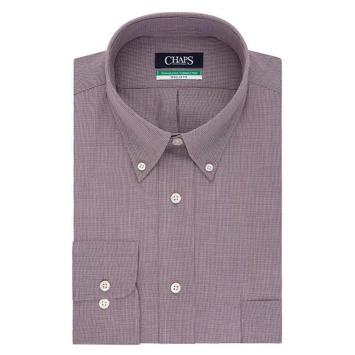 Men's Chaps Classic-fit Broadcloth Button-down Collar Dress Shirt, Size: 17 36/37, Dark Red