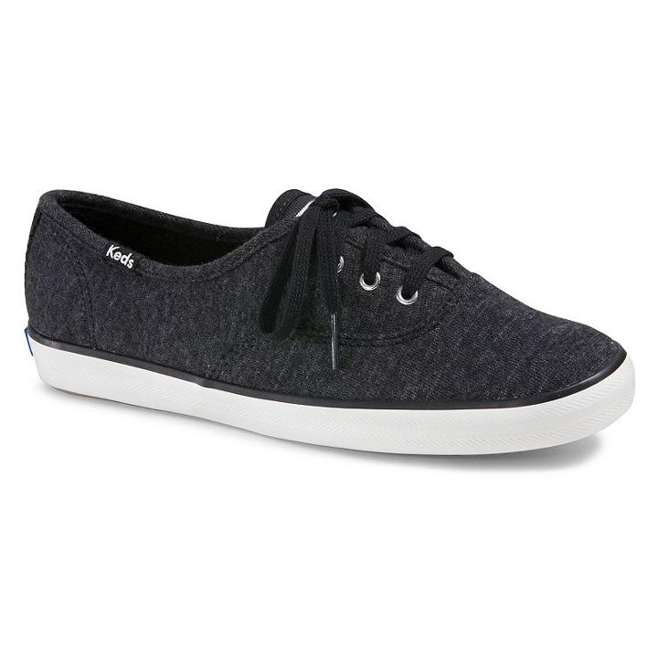 Keds Champion Sweatshirt Jersey Women's Ortholite Sneakers, Size: Medium (7.5), Black