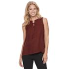 Women's Apt. 9&reg; Lace-up Georgette Tank, Size: Xl, Dark Red