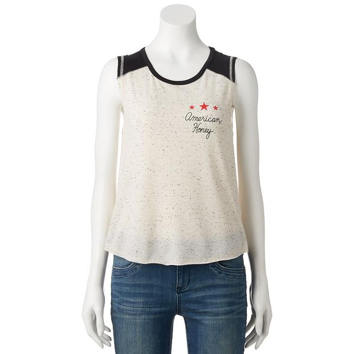 About A Girl, Juniors' American Honey Raglan Graphic Tank, Size: Xl, Lt Beige