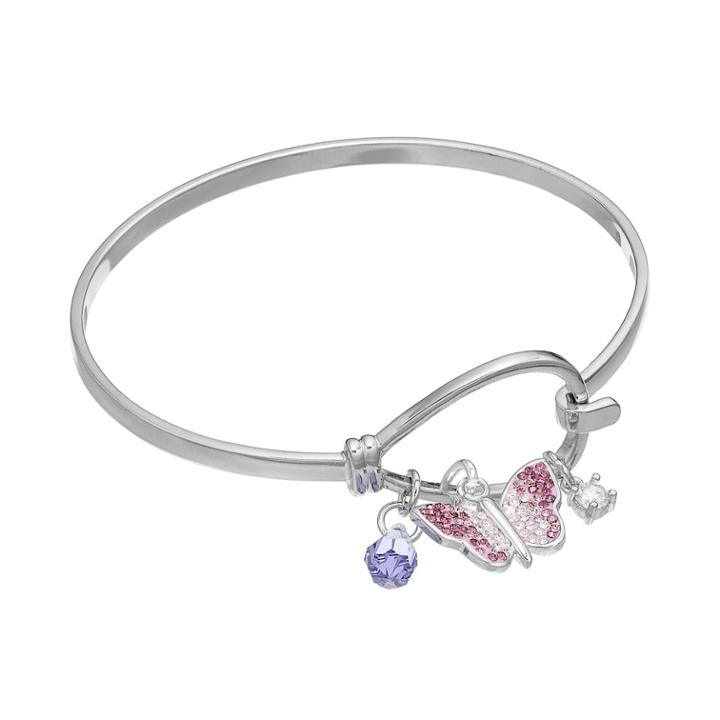 Cubic Zirconia Butterfly Charm Bracelet, Women's, Purple