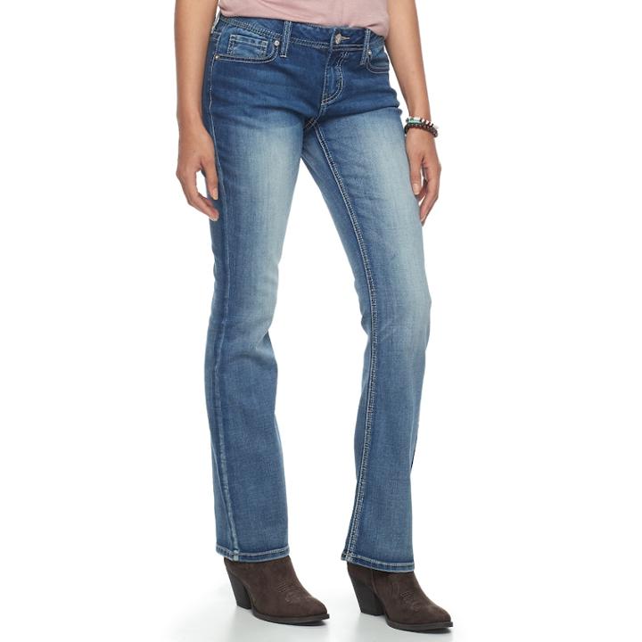 Juniors' Hydraulic Bailey Faded Slim Bootcut Jeans, Teens, Size: 0, Blue