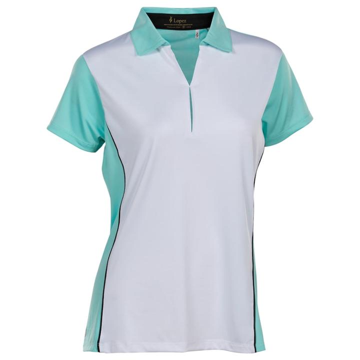 Women's Nancy Lopez Bee Short Sleeve Golf Polo, Size: Large, Turquoise/blue (turq/aqua)