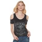 Women's Rock & Republic&reg; Guns N' Roses Cold-shoulder Tee, Size: Large, Black