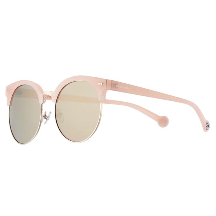 Converse 55mm Women's Round Clubster Mirrored Sunglasses, Pink