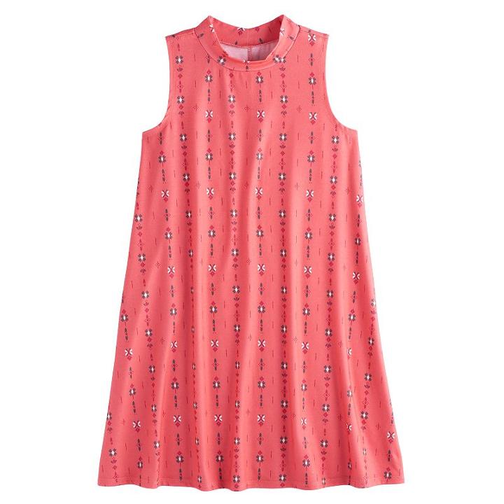 Girls 7-16 & Plus Size Mudd&reg; Patterned Mockneck Dress, Size: 14 1/2, Lt Orange
