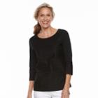 Women's Croft & Barrow&reg; Lace-front Scoopneck Tee, Size: Xxl, Black